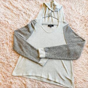 Lulu’s Waffle Knit Pullover Hooded Sweater in Tan XL